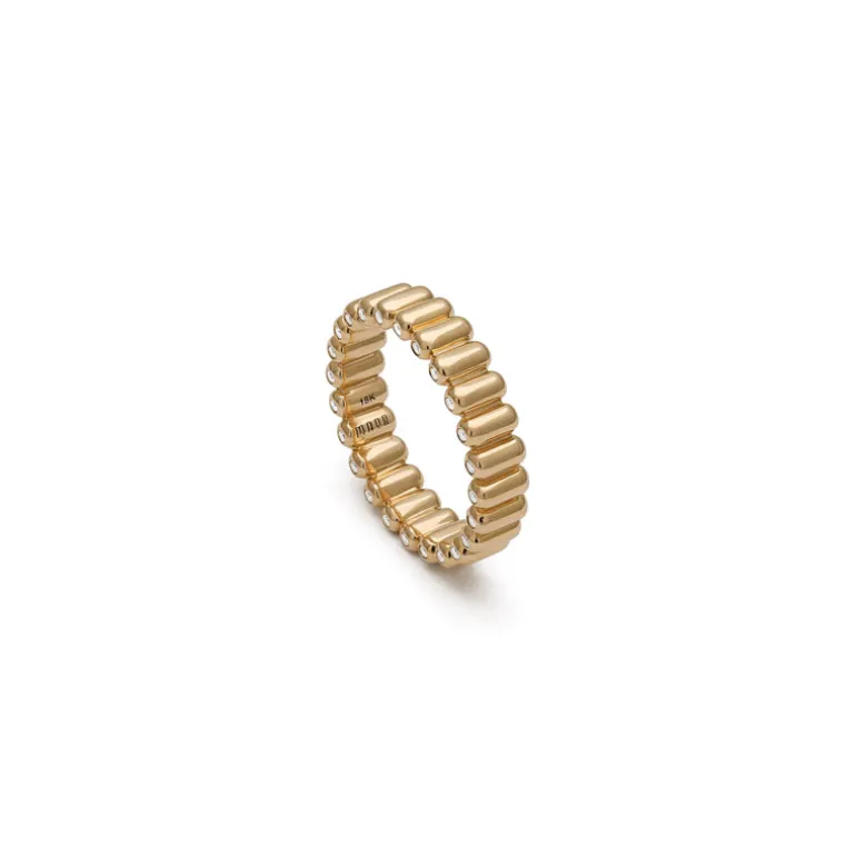 Capsule Ring | 5mm I Pave Detail I Yellow Gold