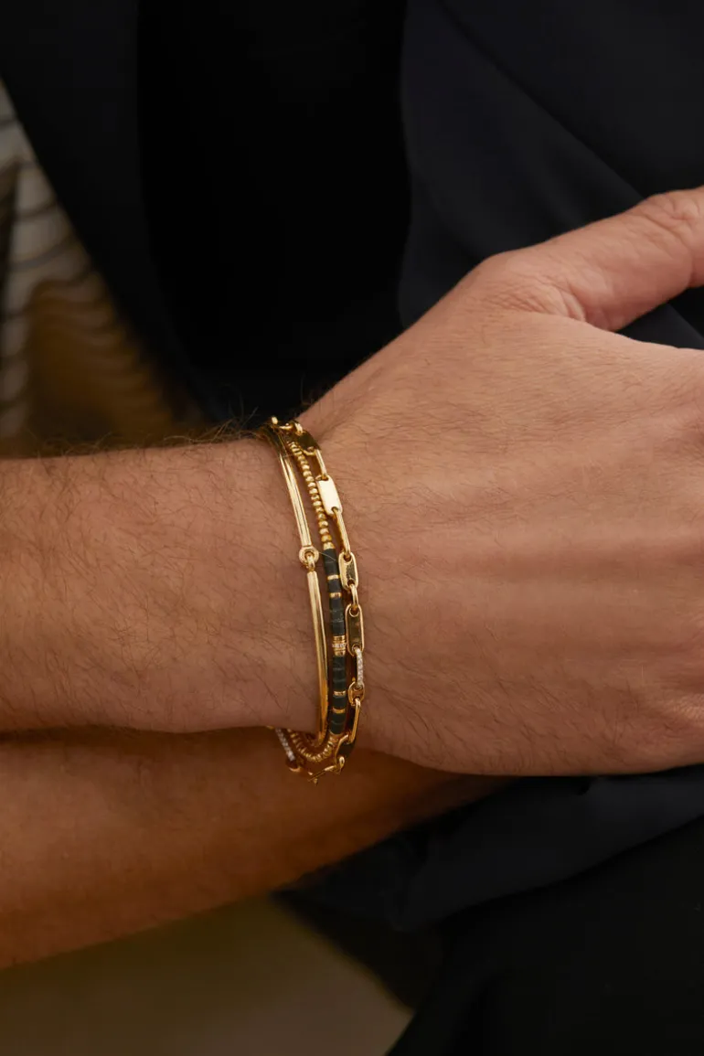 Creosote Bracelet | Dark Afghan Jade I Yellow Gold