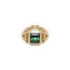 Curb Chain Ring | Green Tourmaline | Yellow Gold | Diamond Detail