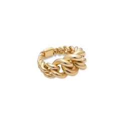 Curb Chain Ring | Large Scale | Yellow Gold | Diamond Detail
