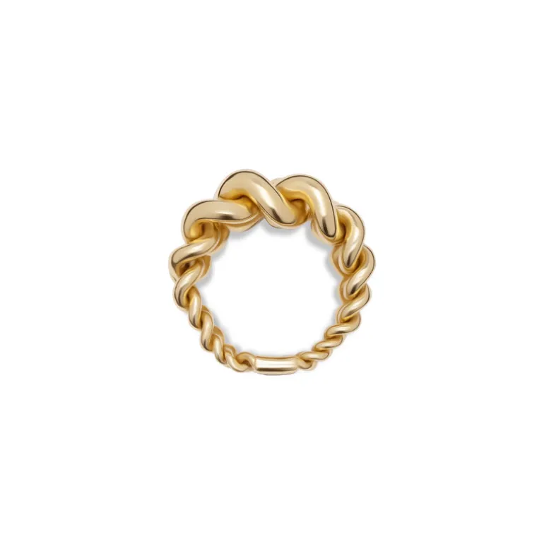 Curb Chain Ring | Large Scale | Yellow Gold | Diamond Detail