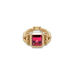 Curb Chain Ring | Purple Tourmaline | Yellow Gold | Diamond Details