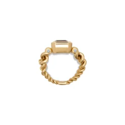 Curb Chain Ring | Purple Tourmaline | Yellow Gold | Diamond Details