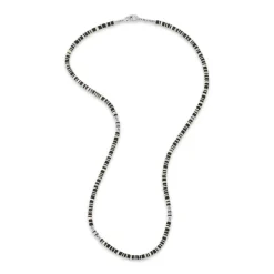 Housa Necklace | Green Pattern | Silver Discs