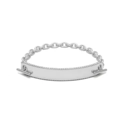 ID Bar Bracelet | 70mm wide - 11mm Height | Pave Detail | Sterling Silver