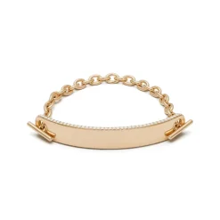 ID Bar Bracelet | 70mm Wide - 11mm Height | Pave Detail | Yellow Gold