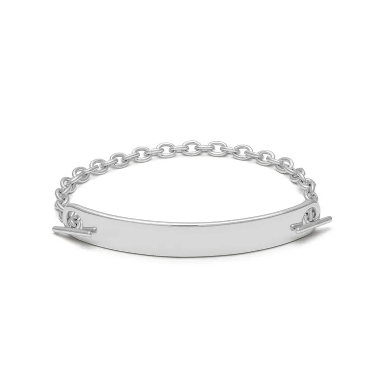 ID Bar Bracelet | 70mm Wide - 9mm Height | Sterling Silver