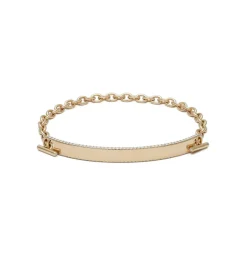 ID Bar Bracelet | 50mm Wide - 5mm Height | Pave Detail | Yellow Gold