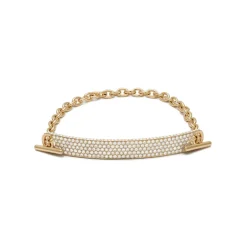 ID Bar Bracelet | 50mm Wide - 7mm Height | Full Pave | Yellow Gold