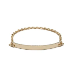 ID Bar Bracelet | 70mm Wide - 5mm Height | Pave Detail | Yellow Gold