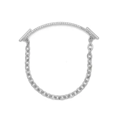 ID Bar Bracelet | 70mm wide - 11mm Height | Pave Detail | Sterling Silver