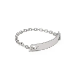 ID Bar Bracelet | 50mm Wide - 9mm Height | Pave Detail | White Gold
