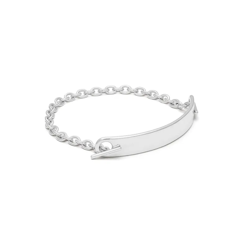 ID Bar Bracelet | 70mm Wide - 9mm Height | Sterling Silver