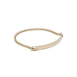 ID Bar Bracelet | 70mm Wide - 5mm Height | Pave Detail | Yellow Gold