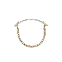 ID Bar Bracelet | 70mm Wide - 11mm Height | Pave Detail | Yellow Gold