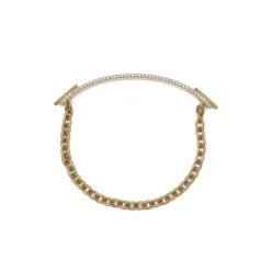 ID Bar Bracelet | 70mm Wide - 9mm Height | Pave Detail | Yellow Gold