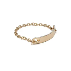 ID Bar Bracelet | 50mm Wide - 9mm Height | Pave Detail | Yellow Gold