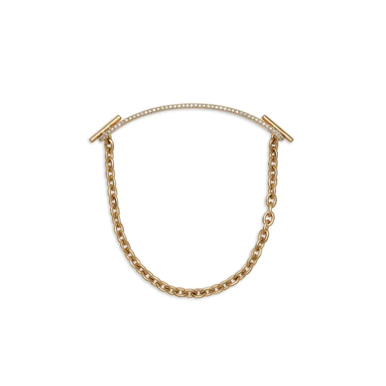 ID Bar Bracelet | 70mm Wide - 5mm Height | Pave Detail | Yellow Gold
