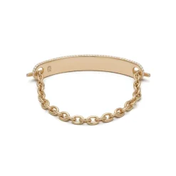ID Bar Bracelet | 70mm Wide - 11mm Height | Pave Detail | Yellow Gold
