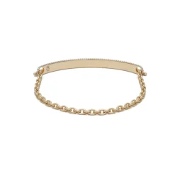 ID Bar Bracelet | 70mm Wide - 5mm Height | Pave Detail | Yellow Gold