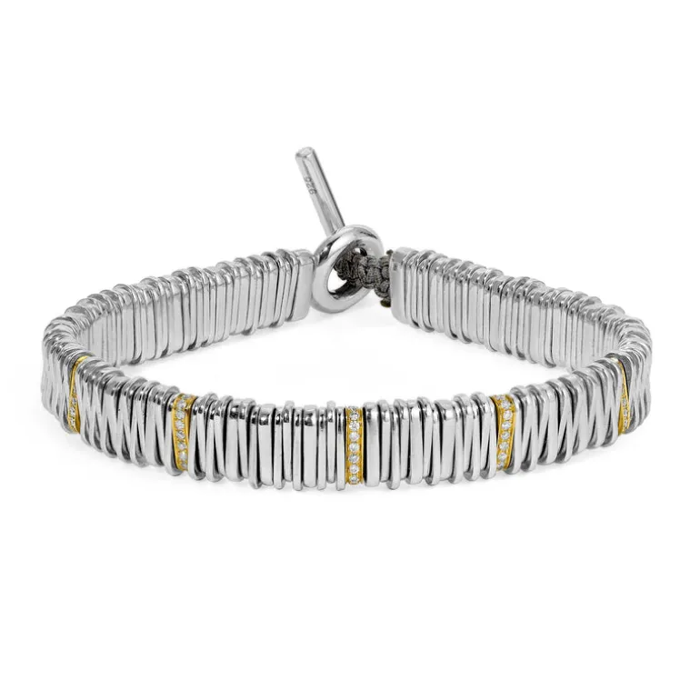 Large Zig Bracelet | Pave detail | Mixed Metal