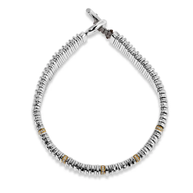 Large Zig Bracelet | Pave detail | Mixed Metal