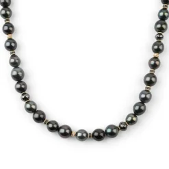 Les Noir Necklace | Tahitian Pearls | Pave | Mixed Metal