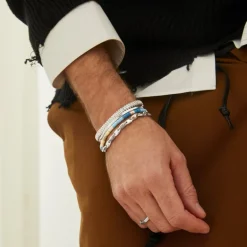 Mini Rizon Bracelet | Light Blue Pattern | Sterling Silver