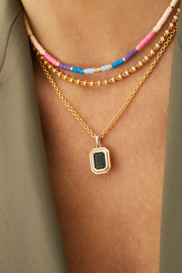 Mini Rizon Necklace/Bracelet | Pink Pattern | Yellow Gold