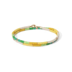 Mini Rizon Necklace/Bracelet | Green Pattern | Yellow Gold