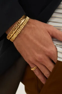 Mixed Capsule Bracelet | Diamonds Edge Detail Detail | Yellow Gold