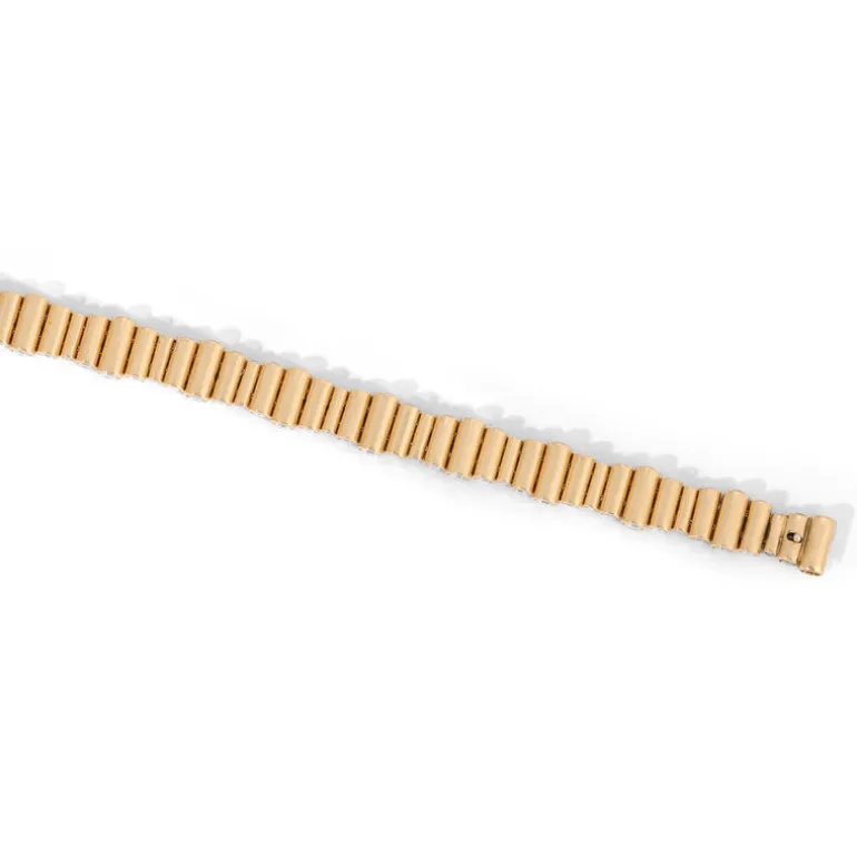 Mixed Capsule Bracelet | Diamonds Edge Detail Detail | Yellow Gold