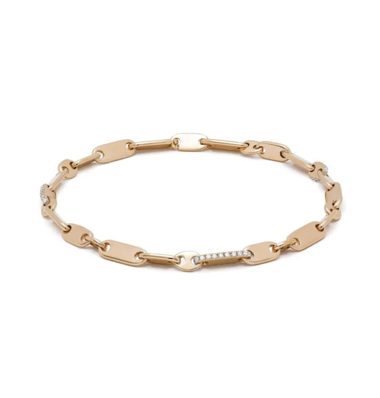 Monolinka Bracelet | 4mm | Edged Pave I Yellow Gold