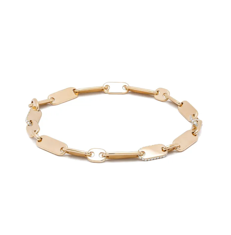 Monolinka Bracelet | 5mm | Edge Pave I Yellow Gold