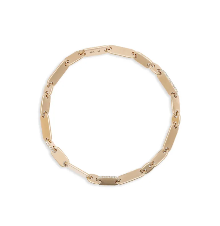 Monolinka Bracelet | 4mm | Edged Pave I Yellow Gold