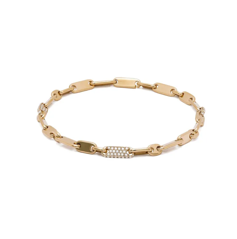 Monolinka Bracelet | 4mm | Pave I Yellow Gold