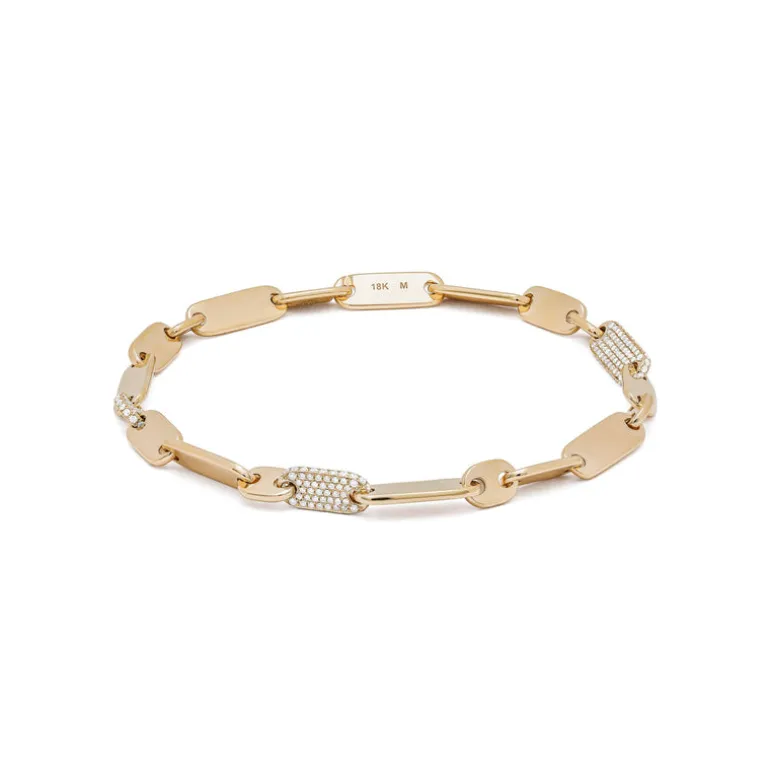 Monolinka Bracelet | 5mm | Pave I Yellow Gold