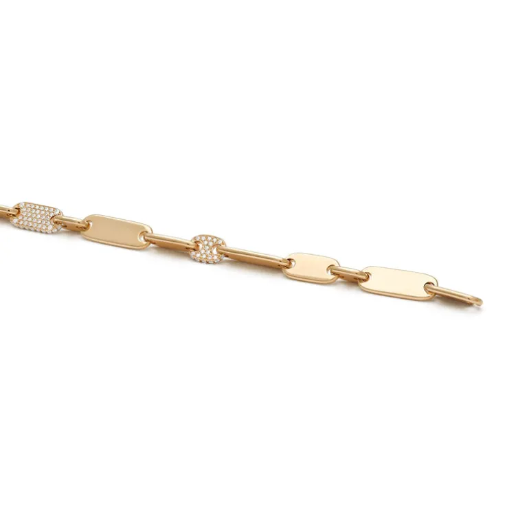 Monolinka Bracelet | 5mm | Pave I Yellow Gold