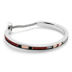 Oblong Square Cuff | Maroon Pattern | Sterling Silver