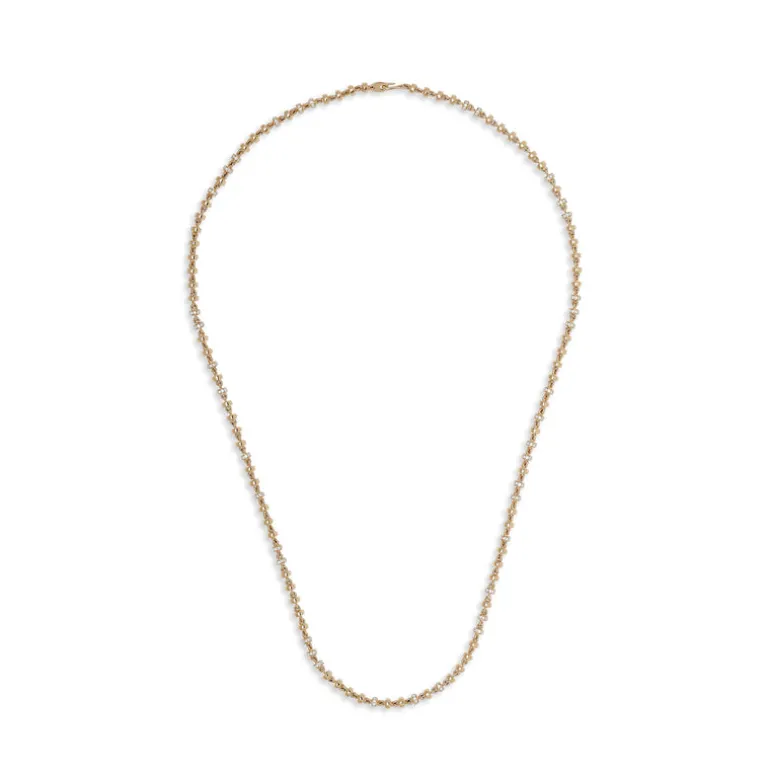 Omni 16" Necklace | 4mm | Pave Detail | Yellow Gold