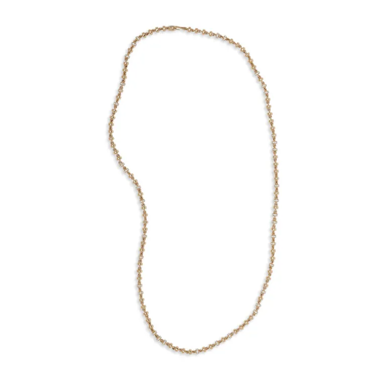 Omni 16" Necklace | 4mm | Pave Detail | Yellow Gold