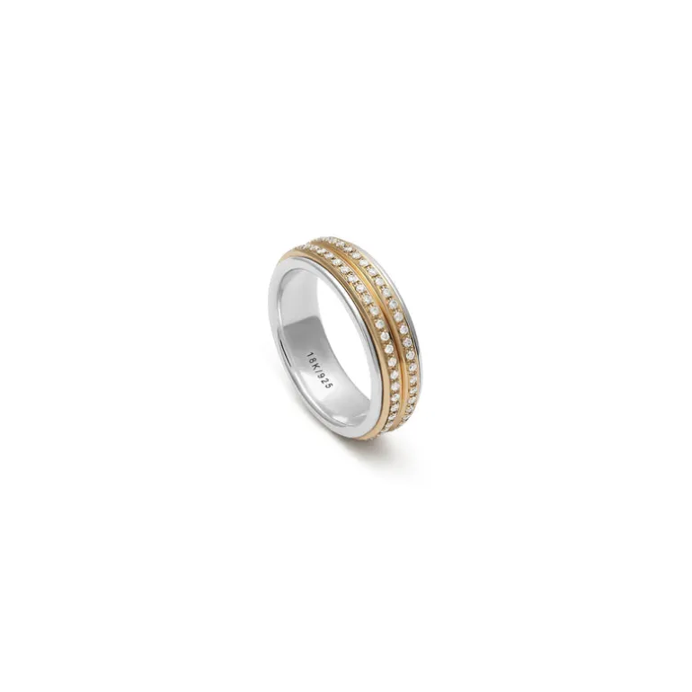 Orb 5.5mm Ring | Pave Detail Mixed Metal