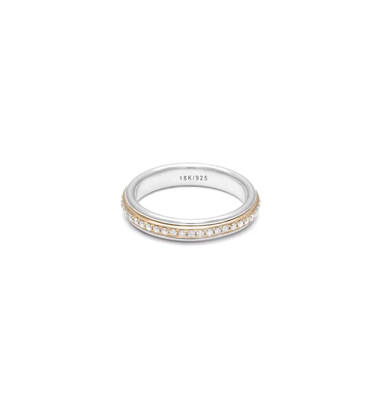 Orb Ring | 4.5mm | Pave Detail | Mixed Metal