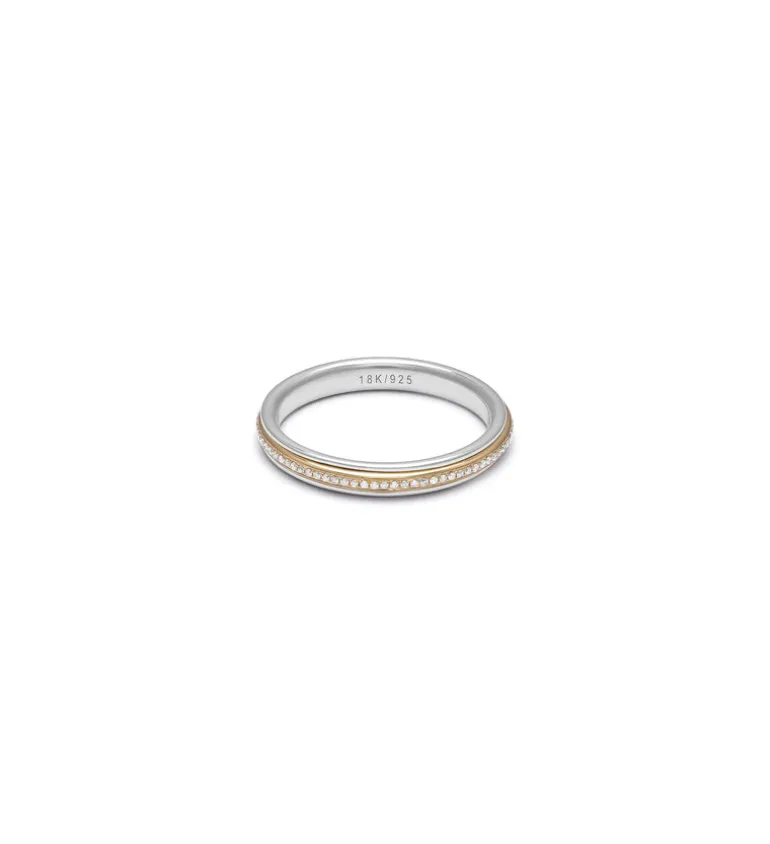 Orb Ring | 3.5mm | Pave Detail | Mixed Metal