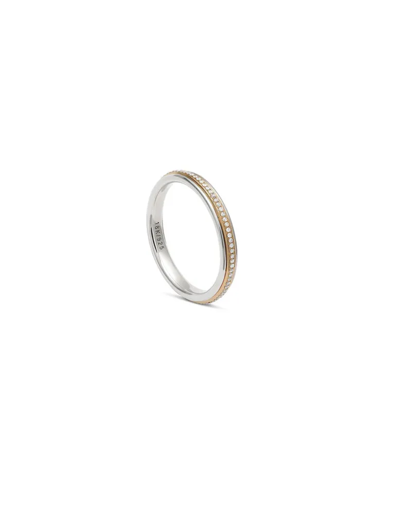 Orb Ring | 3.5mm | Pave Detail | Mixed Metal