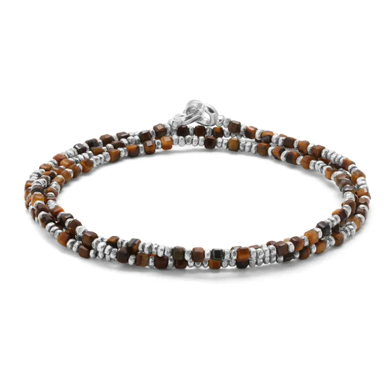 Percep Three Wrap Bracelet | Tiger Eye | Sterling Silver