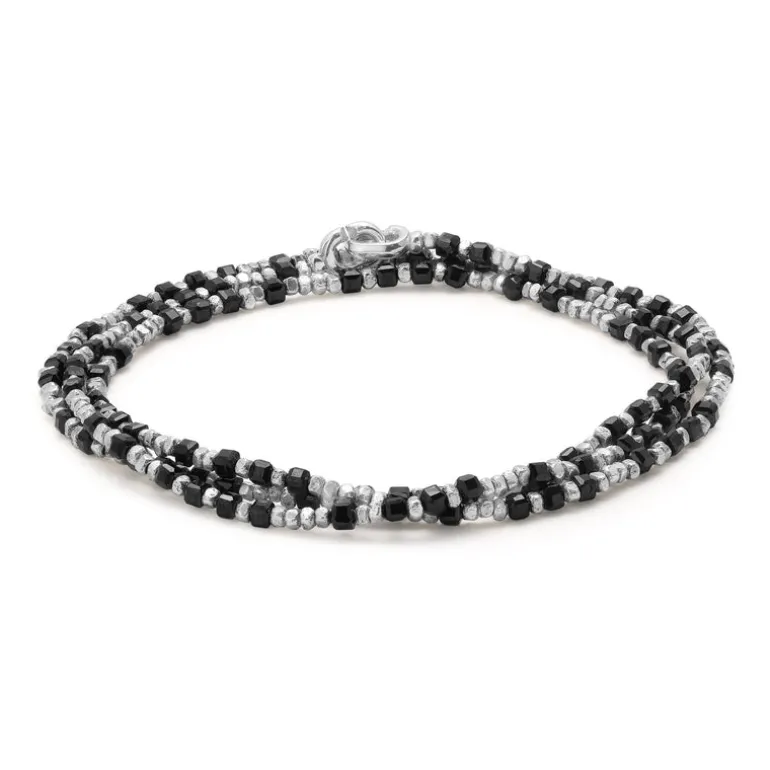 Percep Three Wrap Bracelet | Onyx | Sterling Silver