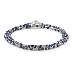 Percep Three Wrap Bracelet | Lapis | Sterling Silver