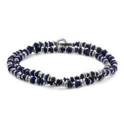 Pilla Two Wrap Bracelet | Lapis | | Sterling Silver