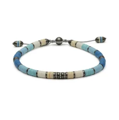 Rizon Bracelet | Light Blue Pattern | Pave | Black Gold
